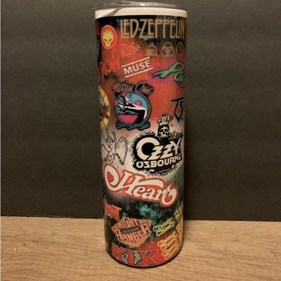 Tumbler with 80’s Music Bands - Picture 2 of 7